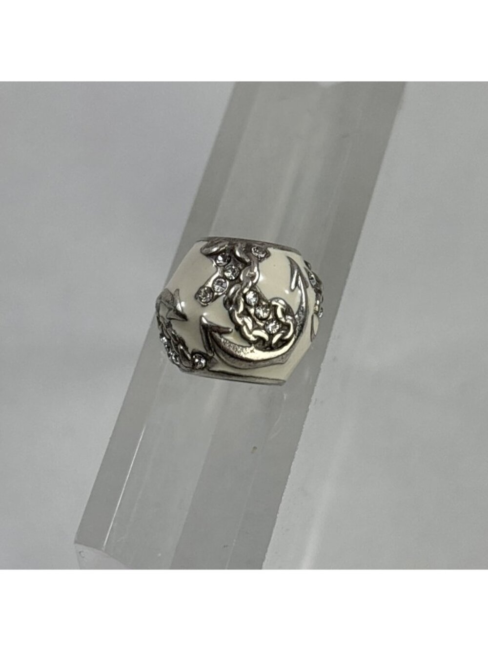 Brighton Ahoy Anchor Bead Silver/White Finish